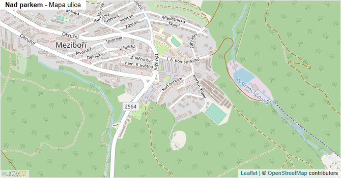 Nad parkem - mapa ulice
