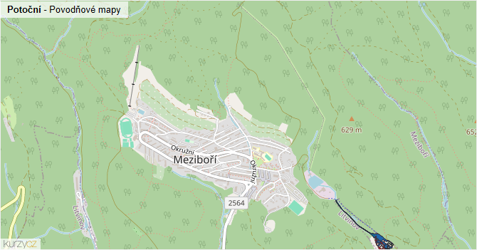 Potoční - záplavové mapy stoleté vody