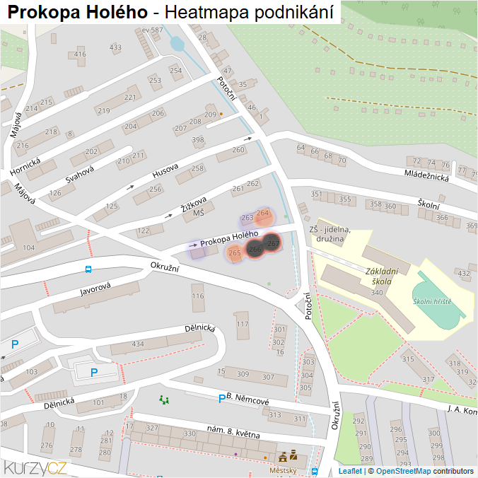 Mapa Prokopa Holého - Firmy v ulici.