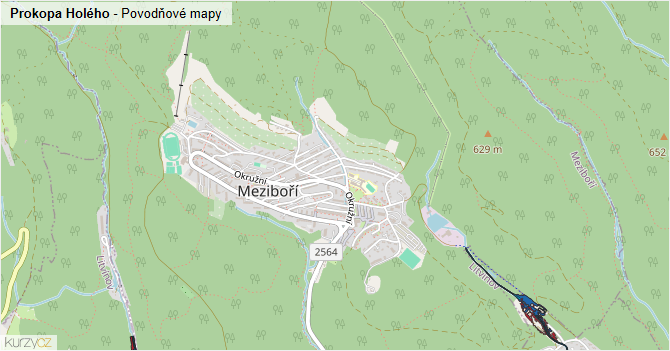 Prokopa Holého - záplavové mapy stoleté vody