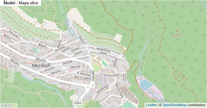 Školní - mapa ulice