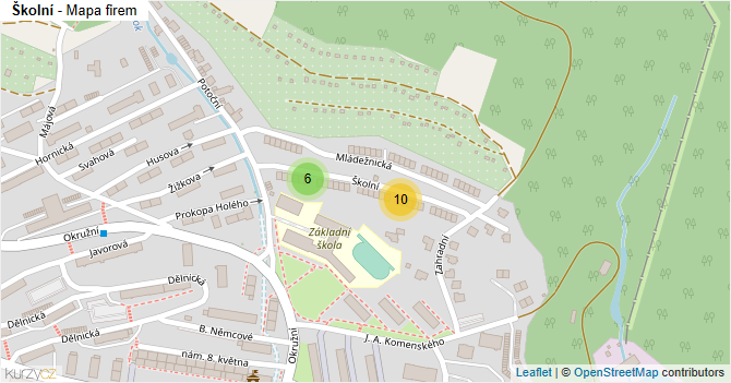 Školní - mapa firem