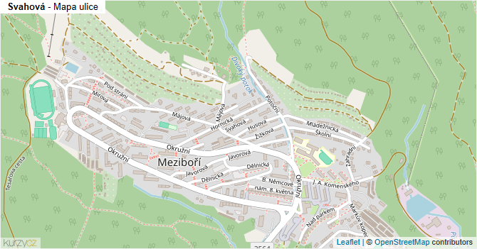 Svahová - mapa ulice