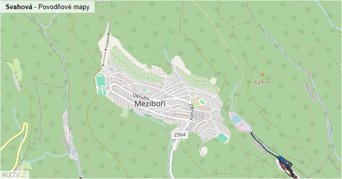 Svahová - záplavové mapy stoleté vody