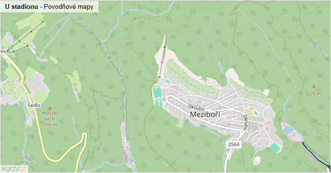 U stadionu - záplavové mapy stoleté vody