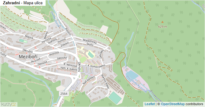 Zahradní - mapa ulice