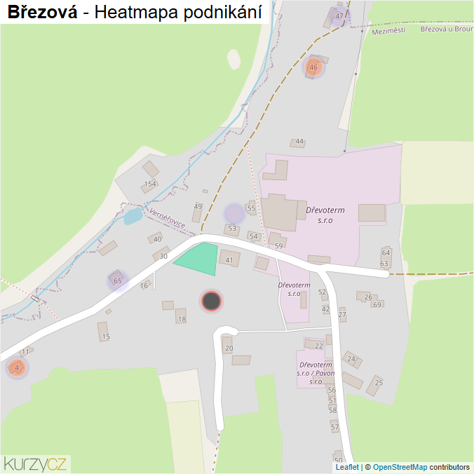Mapa Březová - Firmy v části obce.