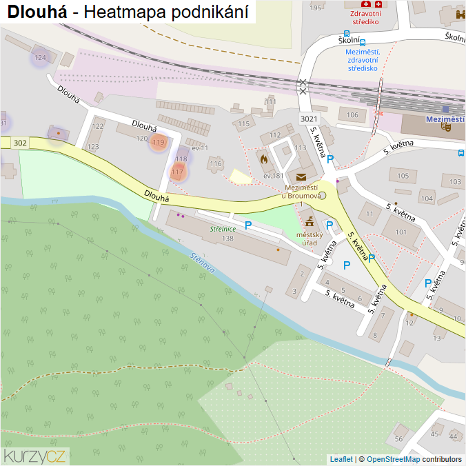 Mapa Dlouhá - Firmy v ulici.