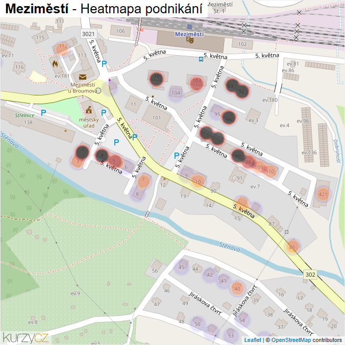 Mapa Meziměstí - Firmy v části obce.