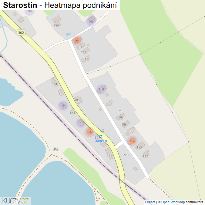 Mapa Starostín - Firmy v části obce.