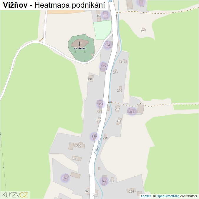 Mapa Vižňov - Firmy v části obce.