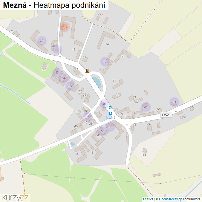 Mapa Mezná - Firmy v části obce.