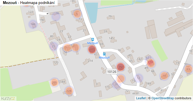 Mezouň - mapa podnikání