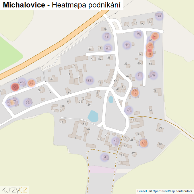 Mapa Michalovice - Firmy v části obce.