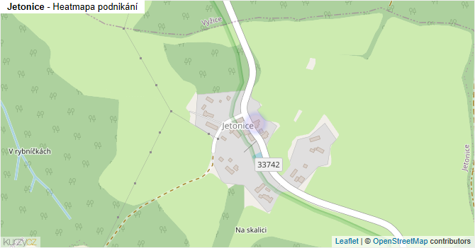 Jetonice - mapa podnikání