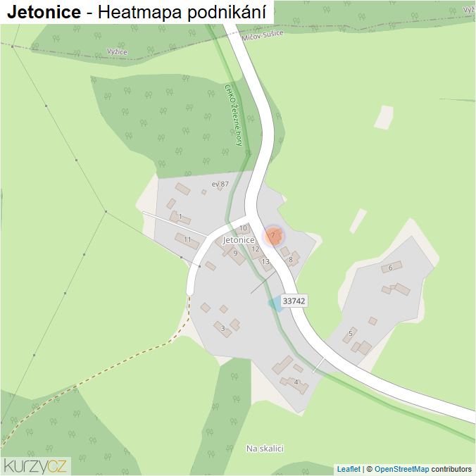 Mapa Jetonice - Firmy v části obce.