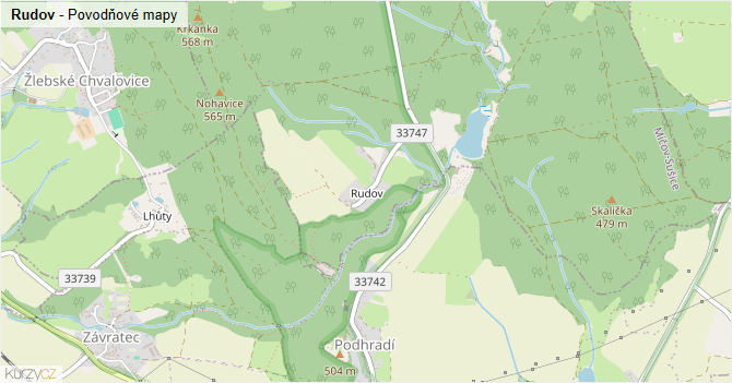 Rudov - záplavové mapy stoleté vody