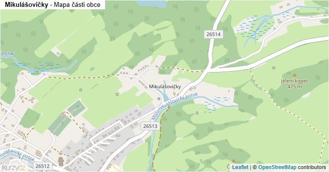 Mikulášovičky - mapa části obce