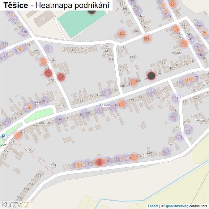 Mapa Těšice - Firmy v části obce.