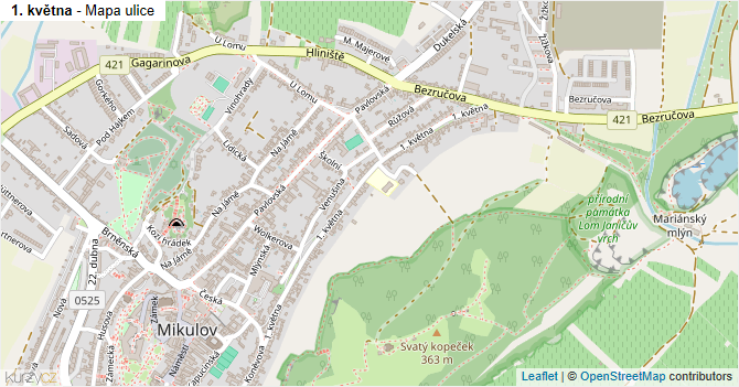 1. května - mapa ulice
