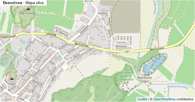 Bezručova - mapa ulice