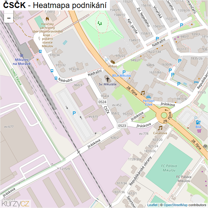Mapa ČSČK - Firmy v ulici.