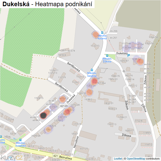 Mapa Dukelská - Firmy v ulici.