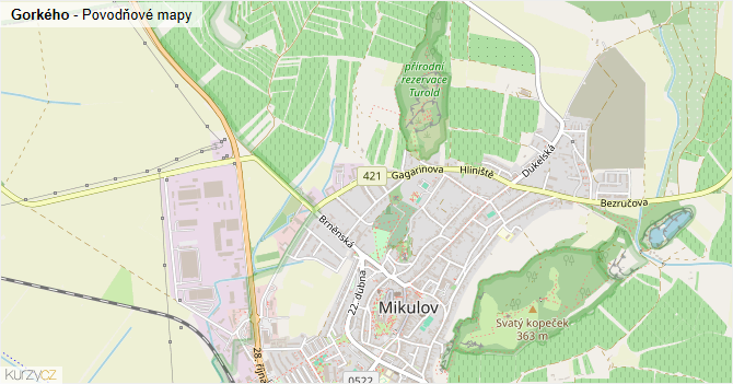 Gorkého - záplavové mapy stoleté vody