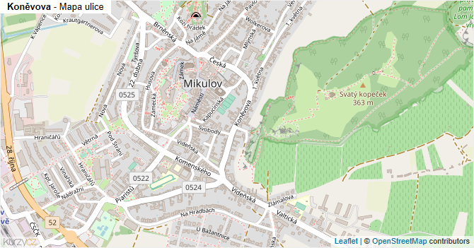 Koněvova - mapa ulice