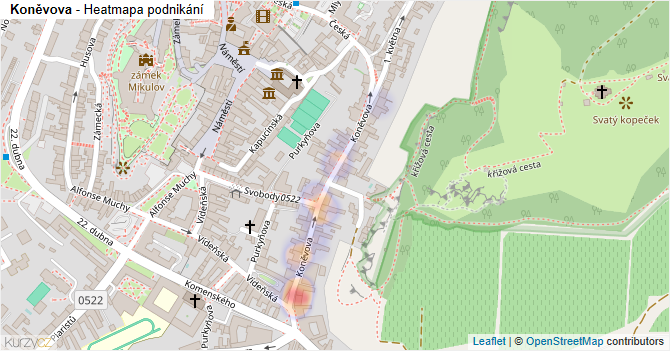 Koněvova - mapa podnikání