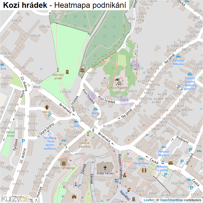 Mapa Kozí hrádek - Firmy v ulici.
