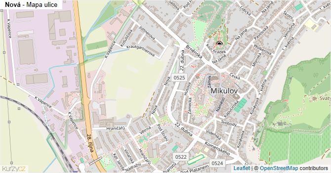 Nová - mapa ulice