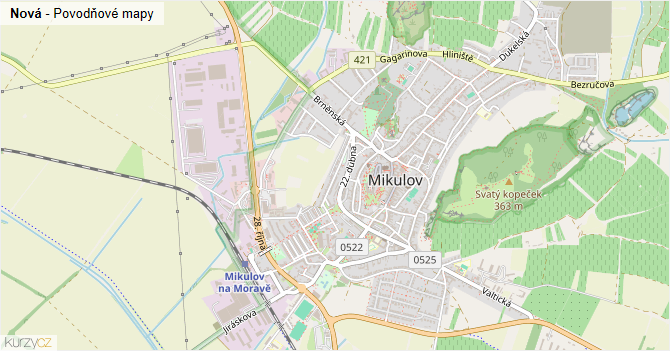 Nová - záplavové mapy stoleté vody