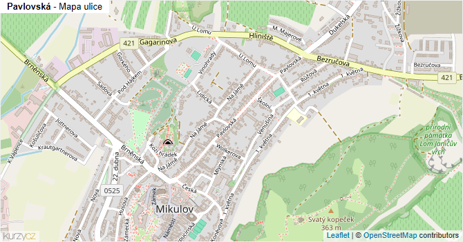 Pavlovská - mapa ulice