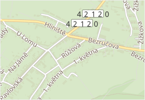 Růžová v obci Mikulov - mapa ulice