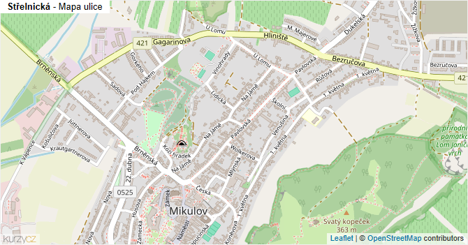 Střelnická - mapa ulice