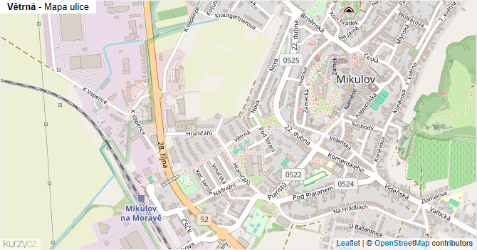 Větrná - mapa ulice