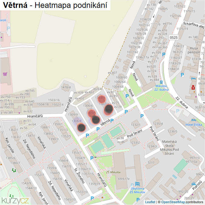 Mapa Větrná - Firmy v ulici.