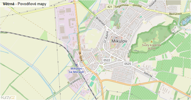 Větrná - záplavové mapy stoleté vody