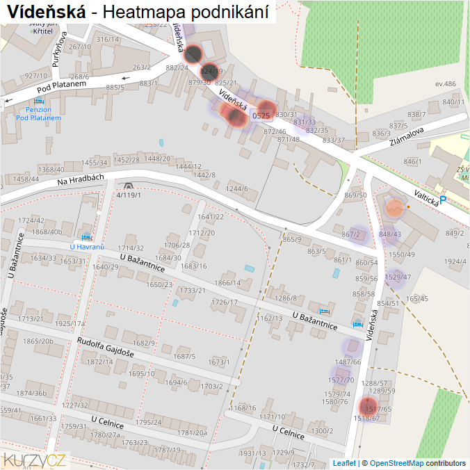 Mapa Vídeňská - Firmy v ulici.
