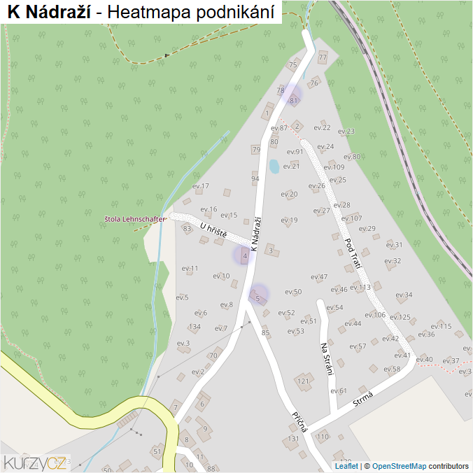 Mapa K Nádraží - Firmy v ulici.