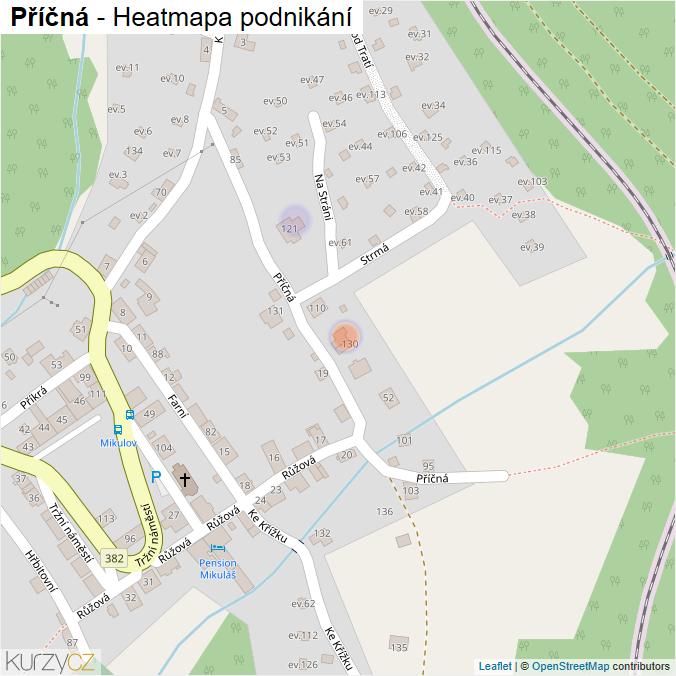 Mapa Příčná - Firmy v ulici.
