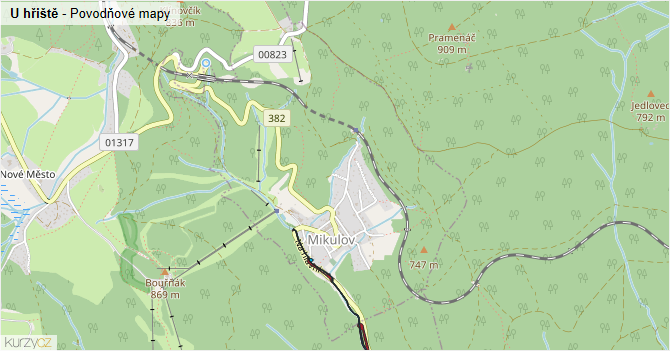 U hřiště - záplavové mapy stoleté vody