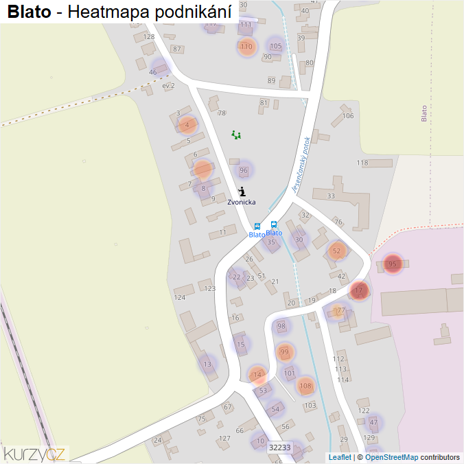 Mapa Blato - Firmy v části obce.