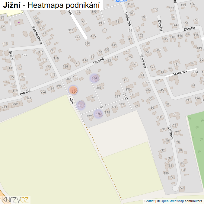 Mapa Jižní - Firmy v ulici.