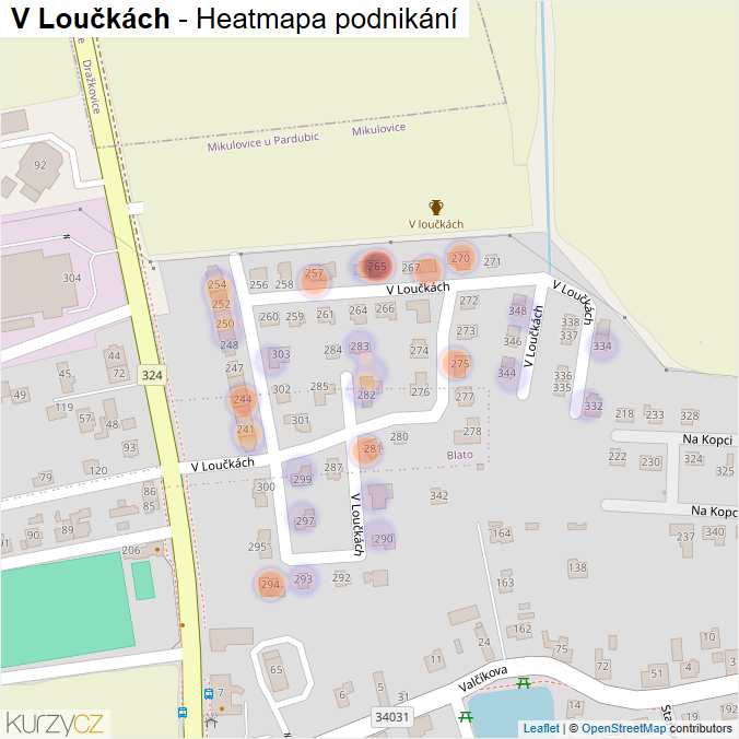Mapa V Loučkách - Firmy v ulici.