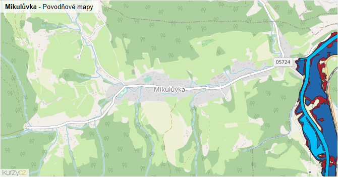 Mikulůvka - záplavové mapy stoleté vody