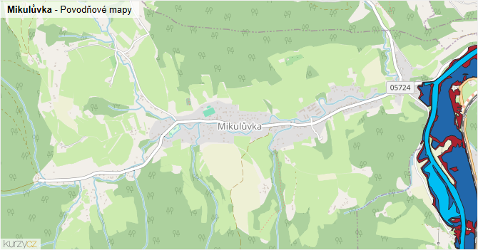Mikulůvka - záplavové mapy stoleté vody