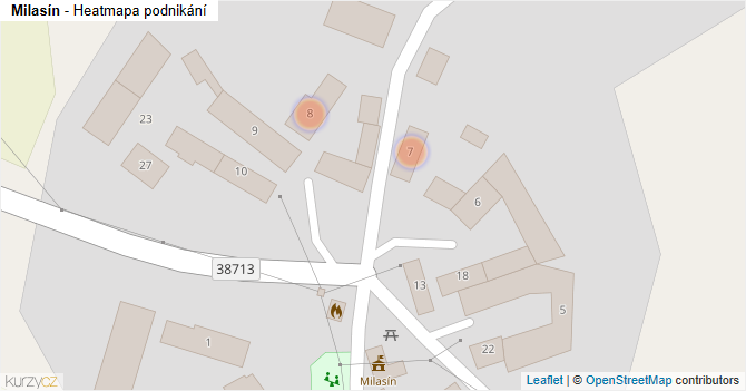 Milasín - mapa podnikání