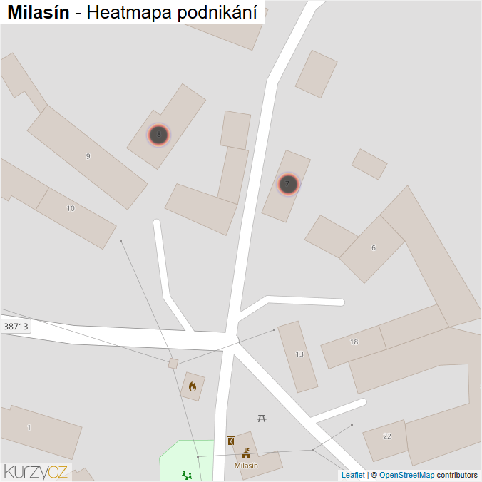 Mapa Milasín - Firmy v obci.